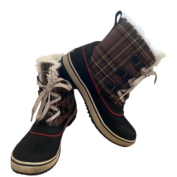 Sorel Size 8 Hawk Gypsy Tivoli Plaid Waterproof Insulated Snow Winter Duck Boots - Picture 1 of 11
